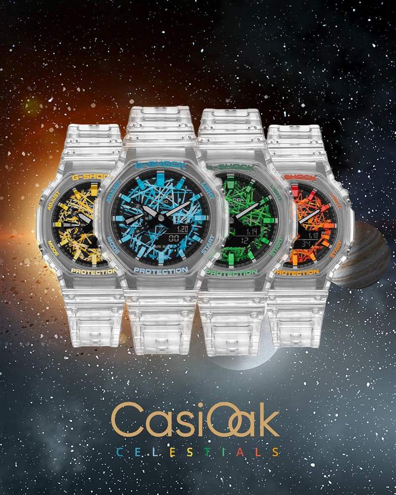 IFL Watches與The Dial Artist嶄新開發(fā)CasiOak Celestial系列，將天體主題帶入農(nóng)家橡樹手表，并用抽象手繪結(jié)合彩色詮釋不同行星。 （Source：iflwatches）