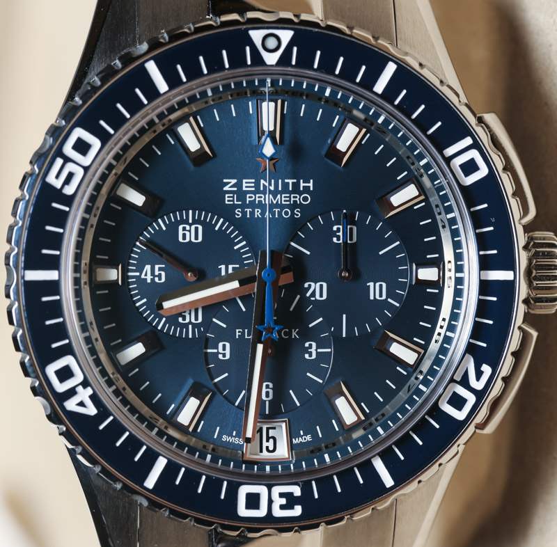 真力時(shí)Stratos Flyback藍(lán)色腕表上手-復(fù)刻表