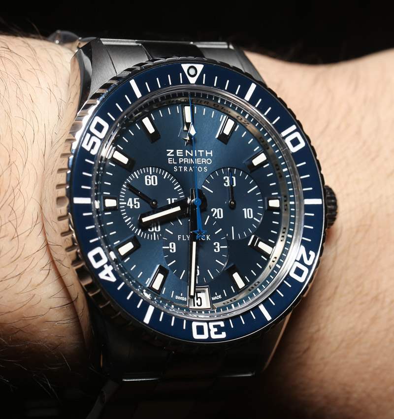 真力時(shí)Stratos Flyback藍(lán)色腕表上手-復(fù)刻表
