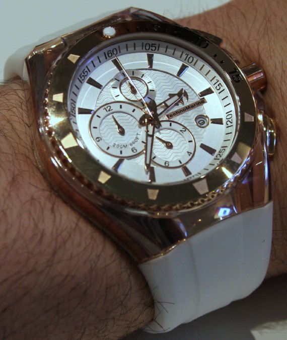 TechnoMarine Chrono white 泰諾船舶重返市場四分之一橙圈腕表-復(fù)刻表
