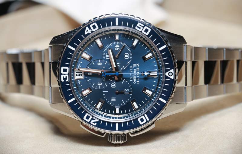 真力時(shí)Stratos Flyback藍(lán)色腕表上手-復(fù)刻表