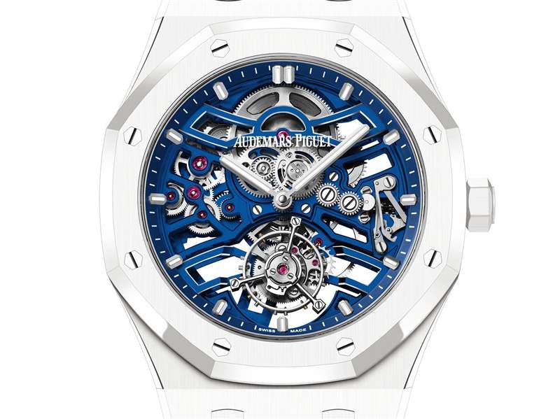 愛彼推出Royal Oak Selfwinding Flying Tourbillon Openworked鏤空飛行陀飛輪腕表:白色陶瓷表殼-復(fù)刻表